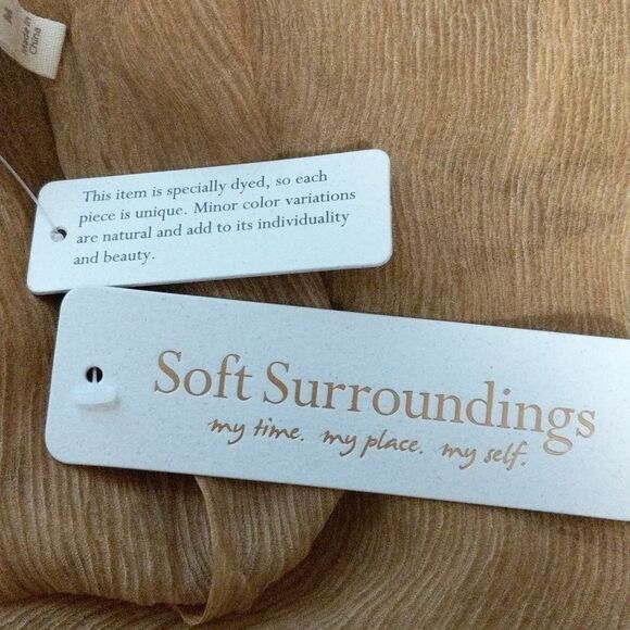 NWT Soft Surroundings Renee Silk Cowl Tunic tawny brown lined women's Medium - Picture 7 of 11